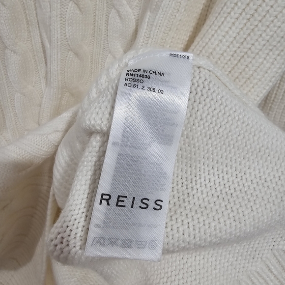Reiss Rosso Cable Stitch Quarter Zip Sweater - Picture 6 of 8
